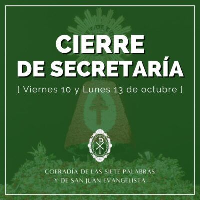 Cierre de Secretaría los días 10 y 13 de octubre