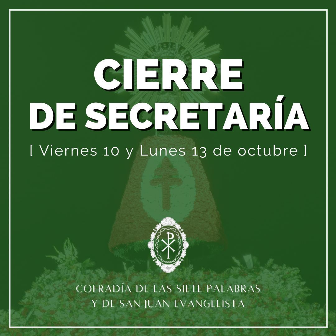Cierre de Secretaría los días 10 y 13 de octubre