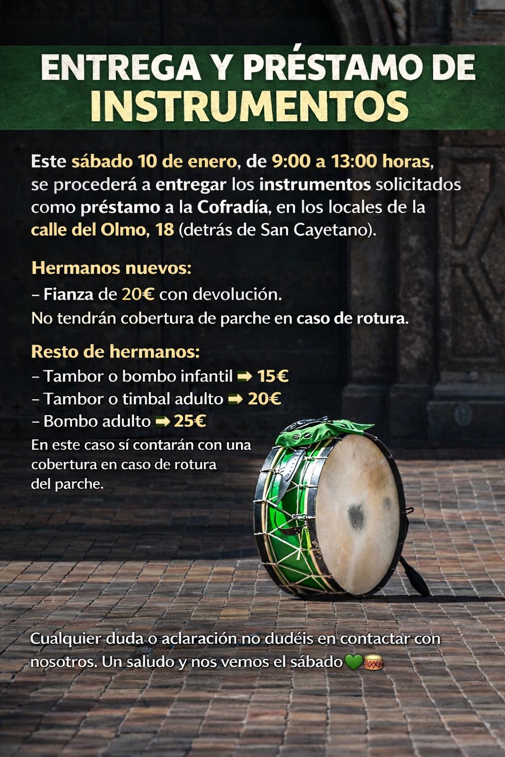 Entrega y préstamo de instrumentos 2026