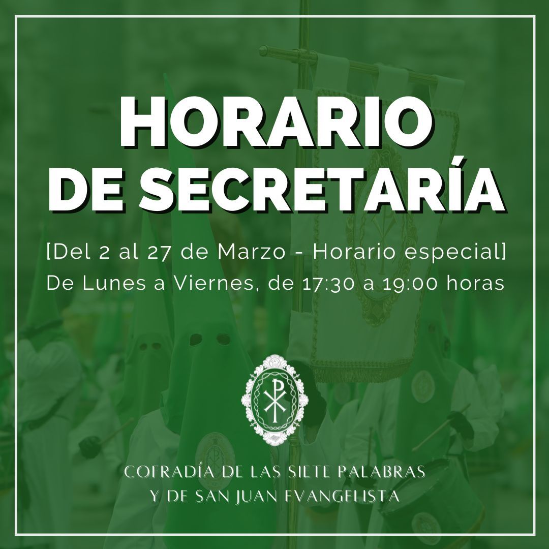 Horario de Secretaría para el mes de marzo