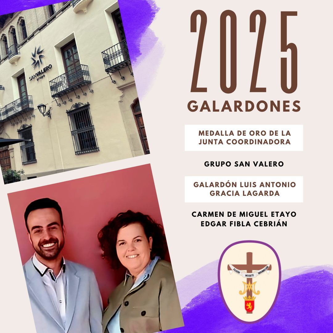 El Grupo San Valero, Carmen de Miguel y nuestro hermano Edgar Fibla galardonados por la Junta Coordinadora